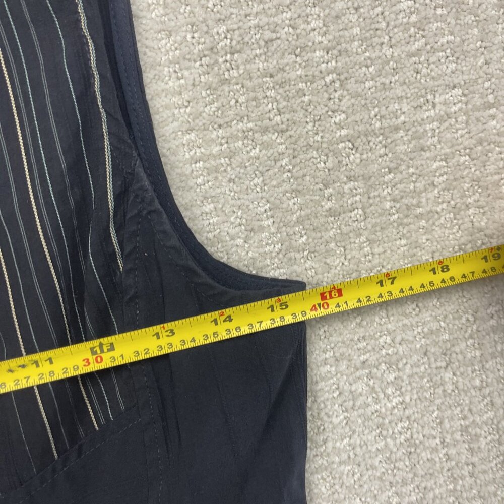 VTG Tailored Waistcoat Vest Dark Academia Steampunk Black Pin Stripe Wom Sz 6 - Picture 6 of 11